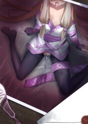  1girl absurdres aftersex black_pantyhose blonde_hair blush breasts collarbone condom cum cum_in_mouth cum_in_pussy cum_on_body cum_on_tongue cum_on_upper_body cum_pool cumdrip dress fate/grand_order fate_(series) feet female_focus fingerless_gloves gloves highres huge_filesize indoors legs letter long_hair male_pubic_hair no_shoes on_bed open_mouth pantyhose photo_(object) pubic_hair pussy_juice sidelocks sitonai_(fate) sitting small_breasts soles solo stray_pubic_hair sweat thighs tongue tongue_out torn_clothes torn_pantyhose uncensored used_condom very_long_hair wariza wet wet_clothes wet_pantyhose  rating:Explicit score:123 user:Habibos_