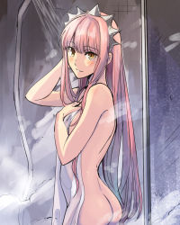  1girl aono_shimo ass blush breasts butt_crack fate_(series) highres medb_(fate) medb_(fate) nude pink_hair shower yellow_eyes  rating:Questionable score:38 user:Tsubinext