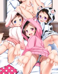 1boy 4girls :o absurdres age_difference ass barefoot bed black_hair blush breasts cameltoe censored cleft_of_venus clothing_aside fat_mons feet female_pubic_hair futon glasses higegepon highres hood hoodie huge_filesize legs loli long_hair looking_at_viewer looking_back lying mosaic_censoring multiple_girls no_panties on_back on_stomach open_mouth pajamas penis pornography pov pubic_hair pussy pussy_peek sex short_hair shorts shorts_aside slumber_party small_breasts smile soles spread_legs tagme television thighs third-party_edit upshorts vaginal rating:Explicit score:137 user:shimpo