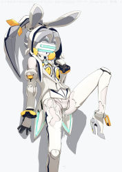 android animal_ears breasts rabbit_ears cum cum_in_pussy cumdrip doll_joints grey_hair grey_theme high_heels highres joints leg_lift mecha_musume musen-shiki_sanhankikan open_clothes open_shirt pantyhose pussy robot shirt shoes torn_clothes torn_legwear virtual_on white_theme rating:Explicit score:46 user:Nergal