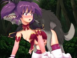  1girl bestiality dog doggystyle highres kazama_keito loli long_hair nipples outdoors purple_hair sex sex_from_behind  rating:Explicit score:28 user:DoctorWasabi