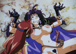  1girl armlet arms_around_waist blue_eyes breasts cape female_focus female_pubic_hair gloves hair_ornament jewelry large_breasts lina_inverse long_hair naga_the_serpent naked_cape navel necklace nipples nude nude_filter outdoors pubic_hair puffy_nipples purple_hair pussy skull slayers smile smug solo standing third-party_edit uncensored  rating:Explicit score:47 user:GiovanniHunter