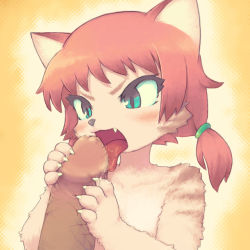  1girl animal_ears animal_hands aqua_eyes blush cat erection fang fellatio furry licking open_mouth oral penis saliva scar slit_pupils tongue tongue_out upper_body  rating:Explicit score:59 user:criffton