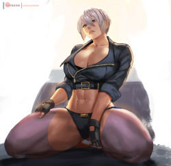  1girl angel_(kof) breasts gloves jacket large_breasts muscular muscular_female panties the_king_of_fighters underwear white_hair wide_hips  rating:Questionable score:26 user:Killpop