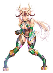  1girl asahi bare_shoulders boots breasts breasts_squeezed_together cleavage cleavage_cutout clothing_cutout covered_navel curvy female_focus full_body highleg highleg_leotard horns impossible_clothes impossible_leotard large_breasts leotard lilith-soft looking_at_viewer multicolored_hair revealing_clothes shigemori_yukiyo shiny_clothes shiny_skin solo taimanin_(series) taimanin_rpgx thong_leotard two-tone_hair wide_hips  rating:Sensitive score:24 user:popotepopote