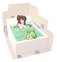 2girls :3 ass bathtub blush breasts brown_hair closed_eyes completely_nude creatures_(company) double_bun egg game_freak gen_3_pokemon green_hair hair_bun hair_over_one_eye highres kirlia large_breasts liveactors multiple_girls nintendo nude partially_submerged pokemon pokemon_(anime) pokemon_(creature) pokemon_bw2 pokemon_egg pokemon_journeys pokemon_swsh147 relaxing rosa_(pokemon) same-sex_bathing scene_reference shared_bathing smile twintails yuri rating:Questionable score:252 user:danbooru