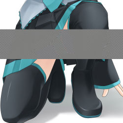  1girl bad_id bad_pixiv_id bar_censor censored close-up eto hatsune_miku miniskirt open_in_internet_explorer panties pantyshot pleated_skirt pointless_censoring skirt solo squatting striped_clothes striped_panties thighhighs underwear upskirt vocaloid 