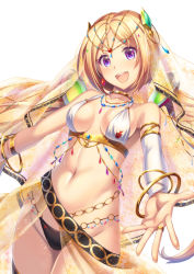 1girl :d aki_rosenthal alternate_costume blonde_hair bob_cut bracelet breasts chain choker commentary_request dancer detached_sleeves gem gold gold_chain hair_ornament hololive jewelry loincloth looking_at_viewer luupechi medium_breasts navel necklace open_mouth parted_bangs purple_eyes revealing_clothes see-through smile solo teeth upper_teeth_only veil virtual_youtuber rating:Sensitive score:44 user:danbooru