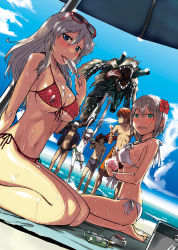  10s 3boys 3girls ^_^ alisa_ilinichina_amiella arms_up bikini black_hair blue_eyes blush blush_stickers breasts brown_hair chiot_(god_eater) cleavage closed_eyes colored_skin covered_erect_nipples daiba_canon closed_eyes eyewear_on_head food fujiki_kouta gboro-gboro god_eater god_eater_burst grey_hair highres kannagi_yuu_(god_eater) large_breasts licking lithiumia long_hair melting messy multiple_boys multiple_girls navel one-piece_swimsuit open_mouth player_(god_eater_burst) popsicle sarong see-through_sarong seiza sexually_suggestive shaved_ice short_hair side-tie_bikini_bottom sitting smile soma_schicksal spit_take spitting sunglasses sweat swimsuit sword tongue tongue_out turn_pale umbrella weapon white_skin white_one-piece_swimsuit  rating:Questionable score:64 user:danbooru