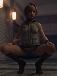  1girl 3d arm_support artist_request boots breasts full_body heather_mason highres jacket legs_apart lips looking_at_viewer medium_breasts panties short_hair silent_hill silent_hill_(series) silent_hill_3 skirt sleeveless sleeveless_turtleneck solo squatting turtleneck underwear vest wristband  rating:Questionable score:36 user:fakyuh