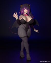  artkansolid3d bad_tag breasts curvy fan_art gennonsfw hetero highres huge_breasts large_breasts long_hair mature_female nipples non-web_source purple_hair sky thick_thighs thighs 
