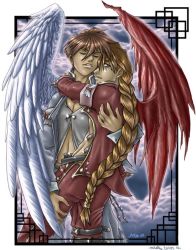 2boys angel braid devil duo_maxwell gundam gundam_wing heero_yuy multiple_boys wings yaoi rating:Questionable score:6 user:gandalf359