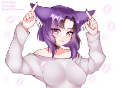  1girl animal_ear_fluff animal_ears arms_up artist_name awful_queen_(vtuber) breasts choker fox_ears fox_girl heterochromia highres indie_virtual_youtuber large_breasts lips looking_at_viewer mole mole_under_eye monster_girl sorami-nyan sweater 