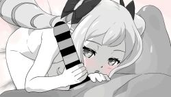  1boy 1girl animated animated_gif blush censored elise_(fire_emblem) fire_emblem fire_emblem_fates guranootu handjob hetero loli looking_at_viewer monochrome nintendo nipples nude penis solo_focus twintails  rating:Explicit score:175 user:Calzone669