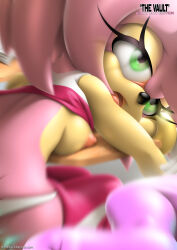  amy_rose breasts breasts_out desk highres large_breasts school_desk sonic_(series) tcprod  rating:Explicit score:2 user:gelbooby