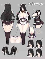  1girl black_hair boots breasts concept_art dress full_body glasses grey_hair highres indie_virtual_youtuber itou_life itou_life_(vtuber) japanese_text large_breasts long_hair looking_at_viewer solo twitter virtual_youtuber 