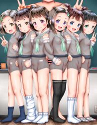  1boy 6+girls absurdres age_difference bar_censor barefoot black_hair black_serafuku blue_eyes blush bottomless bow breasts brown_eyes brown_hair buruma cameltoe censored chalkboard classroom cleft_of_venus double_v fang fat_mons feet flat_chest full_body green_eyes green_neckerchief hair_bow hair_ornament hairclip harem higegepon highres legs loli long_hair looking_at_viewer multiple_girls neckerchief nipples no_panties open_mouth penis pink_eyes purple_eyes pussy red_bow school_uniform see-through serafuku shirt short_hair small_breasts smile standing teeth thighhighs third-party_edit upper_teeth_only v x-ray yellow_eyes  rating:Explicit score:226 user:Mudskipper