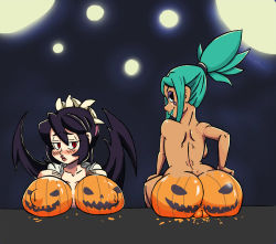  2girls anus ass bodypaint breasts breasts_out cerebella_(skullgirls) colorized dark-skinned_female dark_skin filia_(skullgirls) halloween huge_ass inverted_nipples lab_zero_games large_breasts looking_back multiple_girls nipples nude paint puffy_nipples pussy red_eyes samson_(skullgirls) skullgirls uncensored wide_hips  rating:Explicit score:58 user:Tommy_von_Butt