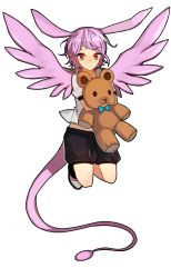  1990s_(style) 1boy animal_ears rabbit_ears cardcaptor_sakura full_body highres jump_(clow_card) male_focus purple_hair red_eyes sisi:shishi solo stuffed_toy tail transparent_background wings 