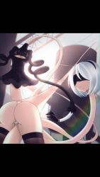  1girl ass blindfold elastic highres nier_(series) nier:automata pantsudesu solo stretched_limb tagme 2b_(nier:automata)  rating:Questionable score:4 user:heprin