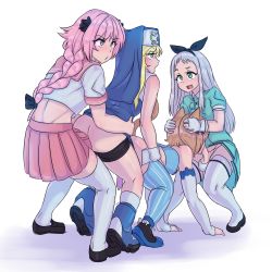 4boys all_fours anal animal_ears ass astolfo_(fate) bike_shorts black_ribbon blend_s blonde_hair blue_eyes blush body_blush bottomless bridget_(guilty_gear) brown_hair bulge cat_ears cat_tail clothed_sex clothes_lift clothes_pull condom crossdressing crossover erection fate/apocrypha fate/grand_order fate_(series) felix_argyle fellatio full_body gloves green_eyes group_sex guilty_gear hair_ribbon hand_on_another&#039;s_head highres irrumatio kanzaki_hideri long_braid long_hair looking_at_another looking_to_the_side love_train male_focus male_penetrated miniskirt multiple_boys nun open_mouth oral panties penis pink_hair pink_skirt pleated_skirt purple_eyes re:zero_kara_hajimeru_isekai_seikatsu ribbon scuttlefish sex shadow shoes short_hair shorts shorts_pull shota silver_hair simple_background skirt skirt_lift spitroast striped_legwear tail tareme thighhighs trap trap_on_trap underwear white_background white_panties wrist_cuffs yaoi rating:Explicit score:717 user:FabricioDias