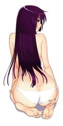  1girl absurdres arm_support ass back bakemonogatari barefoot blue_eyes body_blush butt_crack dimples_of_venus feet female_focus fingernails from_behind full_body hand_on_ass highres hip_focus kneeling long_hair long_image looking_at_viewer looking_back lowleg lowleg_panties monogatari_(series) nail_polish open_mouth panties panties_only pink_nails pinup_(style) profile purple_hair senjougahara_hitagi shadow skindentation soles solo tall_image toes tony_taka topless transparent_background underwear underwear_only vector_trace white_panties  rating:Questionable score:216 user:Deusexcalamus