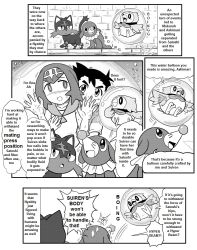  ash_ketchum comic creatures_(company) game_freak gouguru lana_(pokemon) monochrome nintendo pokemon pokemon_(anime) translated  rating:Questionable score:11 user:Pokerman