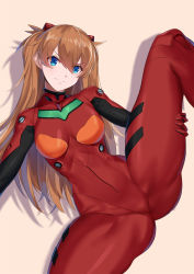  1girl ass blue_eyes bodysuit breasts brown_hair curvy hairpods highres huge_ass interface_headset long_hair medium_breasts mrnn neon_genesis_evangelion pilot_suit plugsuit red_bodysuit sexually_suggestive shiny_clothes skin_tight smile solo souryuu_asuka_langley spread_legs two_side_up very_long_hair wide_hips  rating:Sensitive score:26 user:danbooru