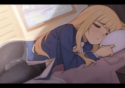  1girl bed blonde_hair bulge erection eyebrows futanari glasses highres long_hair lying morning_wood perrine_h._clostermann school_uniform sleeping sleepy_frippy solo strike_witches thick_eyebrows world_witches_series  rating:Explicit score:223 user:HellItself