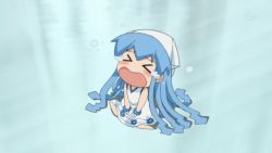  &gt;_&lt; animated animated_gif blue_hair crying hat lowres mini-ikamusume screencap shinryaku!_ikamusume solo tentacles 