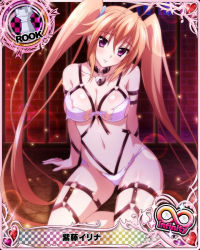  1girl bdsm bikini blonde_hair bondage bound breasts card_(medium) chess_piece cleavage collar female_focus hair_between_eyes harness heart high_school_dxd high_school_dxd_infinity large_breasts lock long_hair o-ring o-ring_bikini official_art padlock purple_eyes rook_(chess) shidou_irina slave solo swimsuit thigh_strap torn_clothes trading_card twintails very_long_hair  rating:Questionable score:13 user:theCK