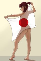 10s 1girl absurdres ass barefoot breasts brown_eyes brown_hair feet female_focus flag full_body half-closed_eyes highres japanese_flag kagari_atsuko legs little_witch_academia long_hair nude pudgeruffian see-through see-through_silhouette sidelocks silhouette smile solo standing thighs rating:Questionable score:171 user:Perv-Ultra