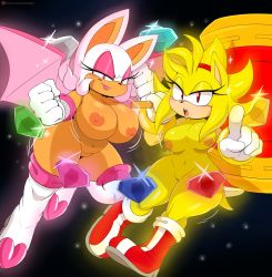 2girls alternate_breast_size alternate_color alternate_eye_color alternate_form alternate_hair_color alternate_hair_length alternate_hairstyle alternate_skin_color amy_rose animal animal_ears areolae bat_ears bat_wings black_background boots bouncing_breasts bracelet breasts clenched_hands colored_skin completely_nude crystal eyeshadow female_focus fists gloves glowing hair_up hairband half-closed_eyes hedgehog hedgehog_ears hedgehog_girl hedgehog_tail highres huge_areolae huge_breasts huge_nipples huge_weapon jewelry jinu_(jinusenpai) large_areolae large_breasts large_nipples lips lipstick looking_at_viewer makeup medium_hair motion_lines multicolored multicolored_clothes multicolored_legwear multicolored_skin multiple_girls nipples nude open_mouth over_shoulder pink_eyes pink_eyeshadow pink_lips pink_wings pointing pointing_finger pointing_up pussy pussy_peek red_eyes red_footwear red_hairband ring rouge_the_bat seductive_smile shiny shiny_hair shiny_skin smile smirk sonic_(series) sonic_team spiked_hair teeth thick_thighs thighs tongue transformation uncensored video_game weapon weapon_over_shoulder white_boots white_fur white_gloves wide_hips wings yellow_skin