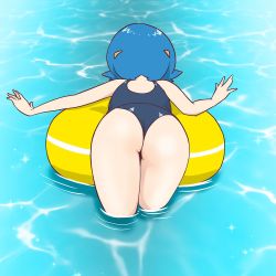  1girl animated animated_gif arms_up ass blue_hair creatures_(company) floating floating_object from_behind game_freak lana_(pokemon) microsd_(pibo) nintendo one-piece_swimsuit partially_submerged pokemon pokemon_sm short_hair solo swimsuit walking water  rating:Sensitive score:407 user:HomeStruck