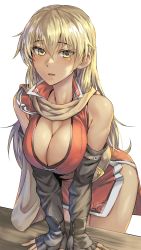  1girl absurdres black_gloves blonde_hair blush breasts cape cleavage commission commissioner_upload dress elbow_gloves fingerless_gloves fire_emblem fire_emblem:_the_binding_blade gloves highres igrene_(fire_emblem) kokuzou large_breasts leaning_forward long_hair looking_at_viewer mole mole_under_eye nintendo open_mouth red_dress skeb_commission solo yellow_eyes  rating:Questionable score:60 user:danbooru