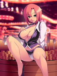  bow bowtie breasts casino cleavage covered_erect_nipples high_heels large_breasts rio_rollins super_blackjack upskirt  rating:Questionable score:30 user:atrack