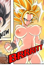  1girl blonde_hair breasts caulifla cleft_of_venus completely_nude dragon_ball dragon_ball_super female_pervert highres large_breasts long_hair mature_female medium_hair nude pervert presenting pussy questionable sexually_suggestive solo solo_focus 