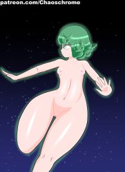  1girl breasts chaoschrome cleft_of_venus closed_mouth curly_hair floating green_eyes green_hair highres nude one-punch_man open_mouth pussy short_hair small_breasts solo tatsumaki thick_thighs thighs uncensored wide_hips  rating:Explicit score:3 user:xsilnv