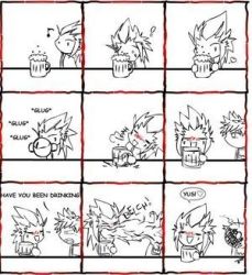 2boys axel beer comic drunk fire kingdom_hearts lowres multiple_boys roxas rating:Questionable score:5 user:twilight_jester