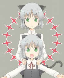  00s 2girls aged_down animal_ears black_pantyhose cat_ears cat_tail child dress green_eyes ishioto multiple_girls open_mouth pantyhose sanya_v._litvyak short_hair silver_hair smile strike_witches tail time_paradox uniform world_witches_series  rating:Sensitive score:6 user:danbooru