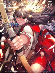 3boys 3girls arrow_(projectile) belt blue_eyes bow_(weapon) breasts dated drawing_bow foreshortening furyou_michi_~gang_road~ gloves grey_hair highres hip_vent holding holding_bow_(weapon) holding_weapon japanese_clothes long_hair looking_at_viewer lying multiple_boys multiple_girls muneate necktie on_back on_stomach panties partially_fingerless_gloves partly_fingerless_gloves shorts side-tie_panties single_glove smile solo_focus tattoo underboob underwear weapon white_panties xaxak yugake rating:Sensitive score:7 user:danbooru
