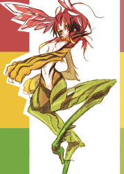  animal_hands breasts bug chimera head_wings kamen_rider kamen_rider_ooo kamen_rider_ooo_(series) monster_girl red_hair small_breasts tatoba wings yellow_eyes  rating:Explicit score:8 user:fwocvr