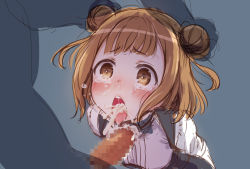 10s 1boy 1girl aftersex arms_behind_back beatrice_(princess_principal) blush brown_eyes brown_hair censored clothed_sex crying cum cum_in_mouth cum_in_nose deepthroat double_bun eyebrows fellatio hetero highres looking_at_viewer mosaic_censoring open_mouth oral penis princess_principal saliva school_uniform short_hair sketch sweat tears teeth tongue tongue_out wantacchi rating:Explicit score:185 user:danbooru