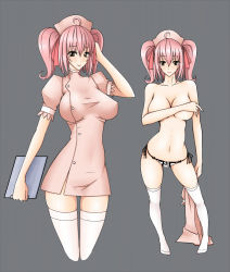  10s 1girl audino breasts brown_eyes chansey clipboard covering_breasts covering_privates creatures_(company) emukon game_freak gen_1_pokemon gen_5_pokemon hair_ribbon hat huge_breasts looking_at_viewer nintendo nurse nurse_cap panties personification pink_hair pokemon pokemon_bw ribbon side-tie_panties thighhighs topless twintails underwear underwear_only white_thighhighs  rating:Questionable score:89 user:InnocentSuccubus