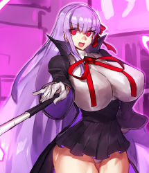  1girl bb_(fate) bb_(fate/extra) breasts coat curvy fate/extra fate/extra_ccc fate/grand_order fate_(series) gloves hair_ribbon huge_breasts long_hair melon22 open_mouth panties purple_hair red_eyes ribbon solo thick_thighs thighs underwear very_long_hair wide_hips  rating:Sensitive score:39 user:Kaiio