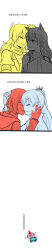 4girls animal_ears blake_belladonna bloodycolor comic female_focus highres kuma_(bloodycolor) long_hair long_image monochrome multiple_girls multiple_monochrome ponytail ruby_rose rwby scar short_hair tall_image translation_request weiss_schnee white_background yang_xiao_long yuri rating:Questionable score:7 user:danbooru