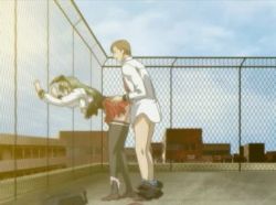  00s 1girl against_fence animated animated_gif ass bent_over bible_black bible_black_only black_thighhighs bouncing_breasts breasts breasts_out chain-link_fence clothed_sex fence green_hair ito_mika large_breasts long_hair panties panties_around_leg ribbon rooftop school_uniform sex skirt thighhighs uncensored underwear vaginal zettai_ryouiki  rating:Explicit score:92 user:kamakazi301
