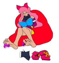  feet feet_only feet_together feet_up foot_focus foot_up foot_worship highres licking licking_foot melodie_(brawl_stars) sweat 