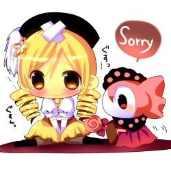  10s 1girl bandaid beret blonde_hair candy charlotte_(madoka_magica) chibi chocolat_(momoiro_piano) crying crying_with_eyes_open drill_hair english_text food good_end hair_ornament hat lollipop magical_girl mahou_shoujo_madoka_magica mahou_shoujo_madoka_magica_(anime) mami_mogu_mogu sitting spoilers striped_clothes striped_thighhighs swirl_lollipop tears thighhighs tomoe_mami twin_drills twintails v_arms vertical-striped_clothes vertical-striped_thighhighs wavy_mouth yellow_eyes  rating:Sensitive score:17 user:danbooru