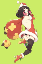  absurdres ass back cloba hat highres looking_back open_mouth original red_eyes santa_hat short_hair simple_background  rating:Questionable score:12 user:someone869